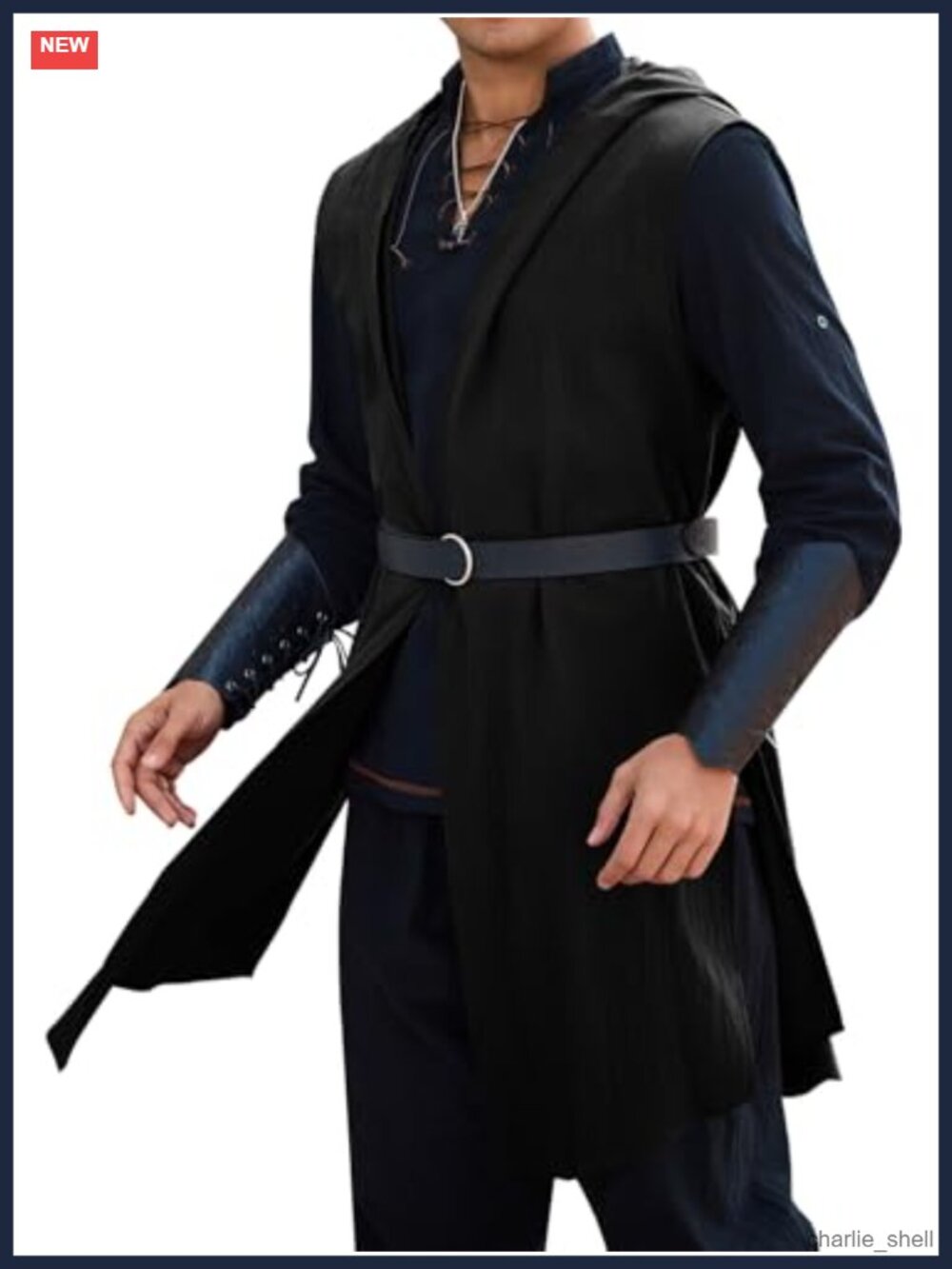Men's Medieval Hooded Sleeveless Tunic Surcoat Renaissance Costume